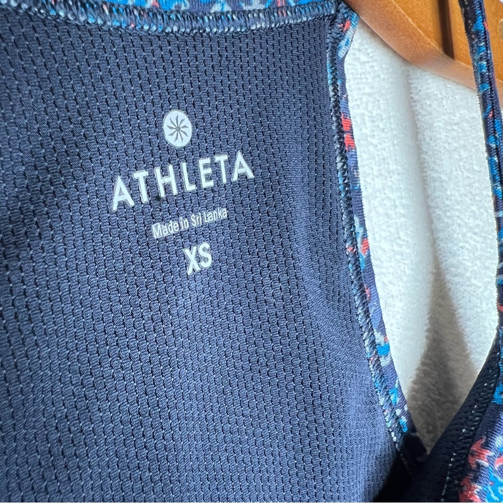 Athleta Blue Paisley Floral Print Racerback Padded Sports Bra Size XS - Picture 3 of 7